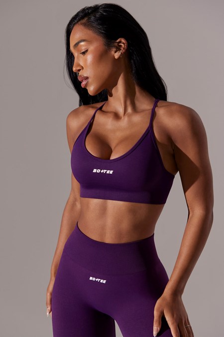 Bo+Tee Constant Scoop Neck Multi Correa Sports Bra Moradas | FNKC95832