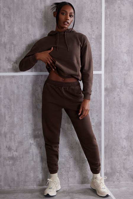 Bo+Tee Effortless Petite High Cintura Cuffed Joggers Marrones | STYE83179