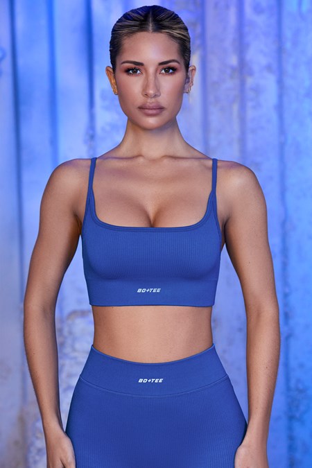 Bo+Tee Optimum Tiras Sports Bra Azules | MGLN56384