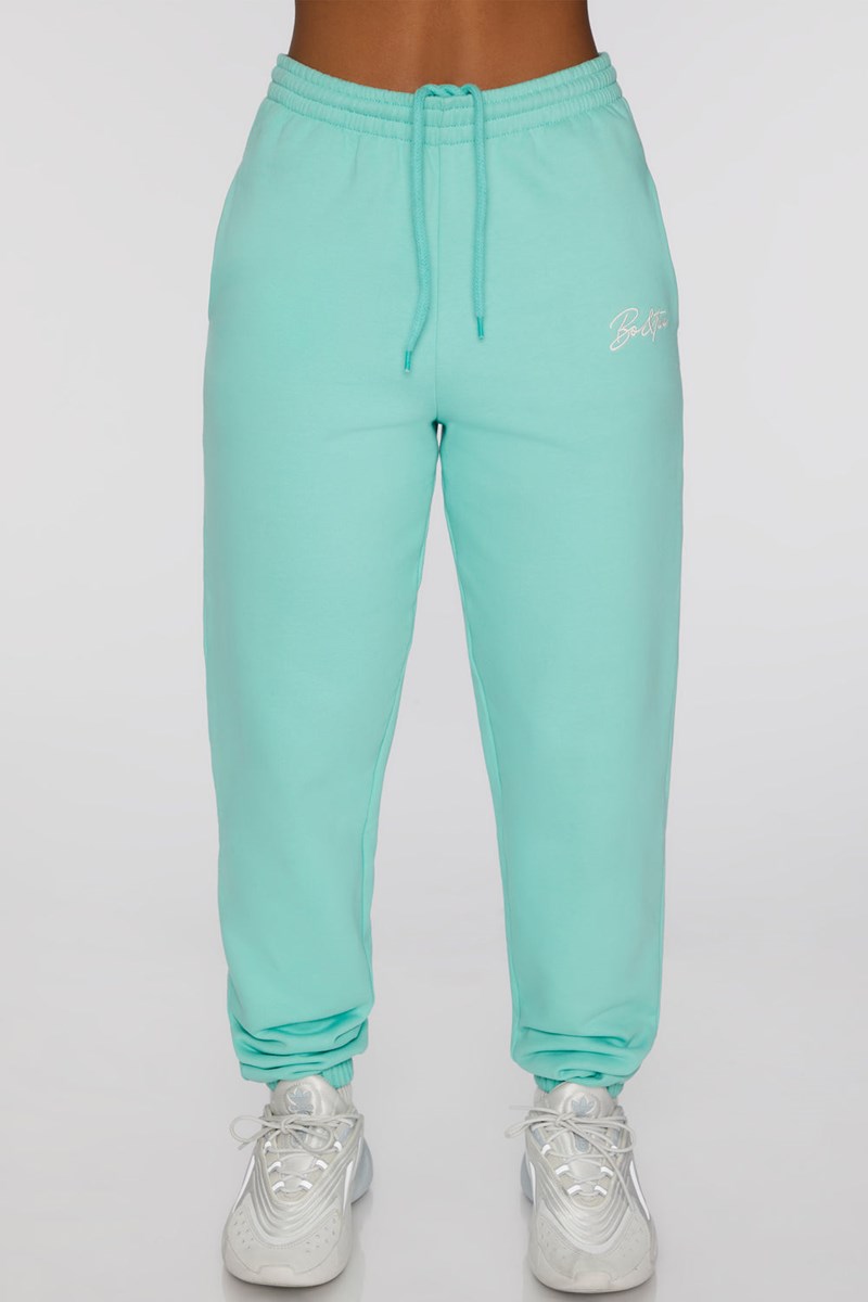 Bo+Tee Always Improving Branded Petite Sweatpants Turquesa | QJMD79284