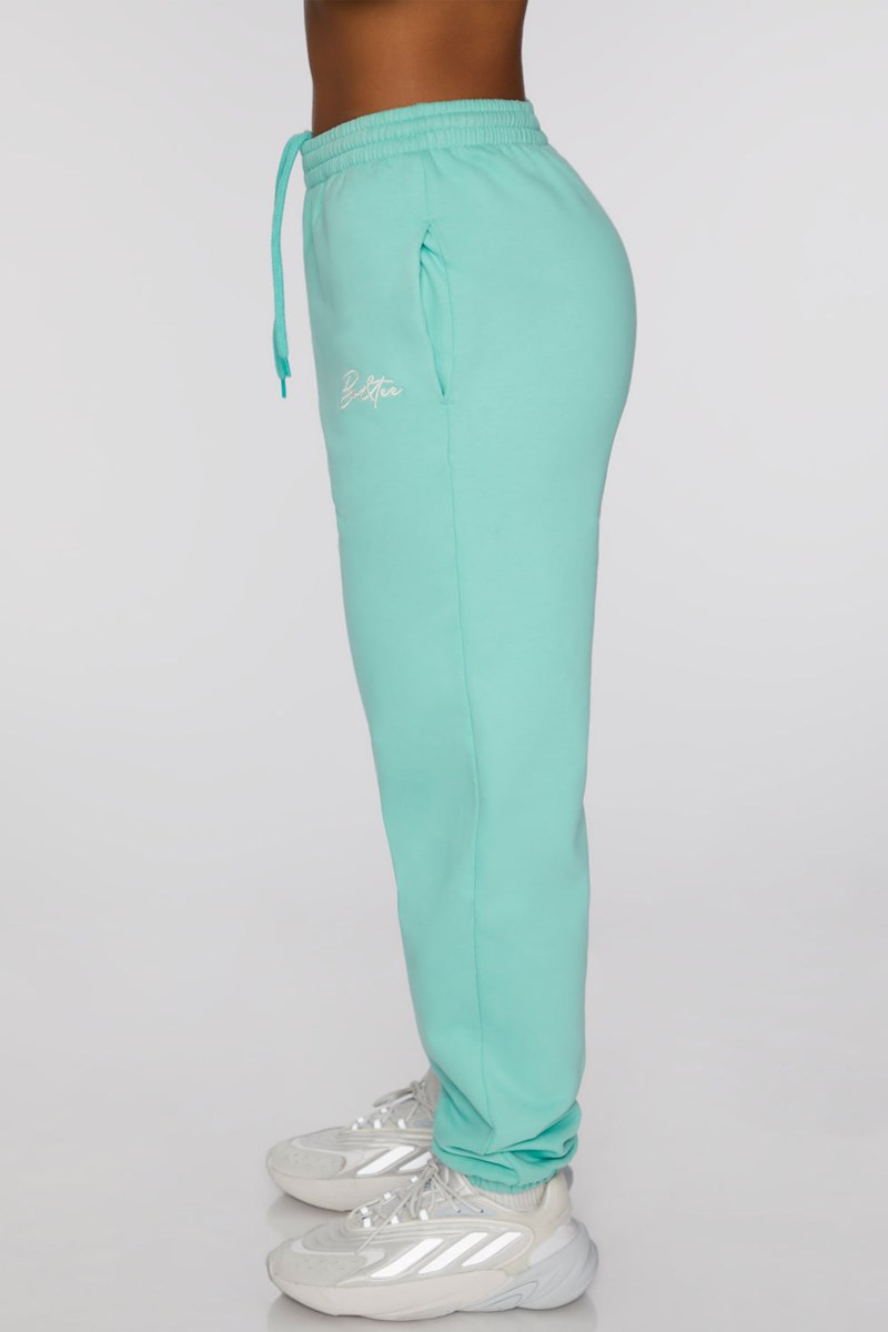 Bo+Tee Always Improving Branded Petite Sweatpants Turquesa | QJMD79284