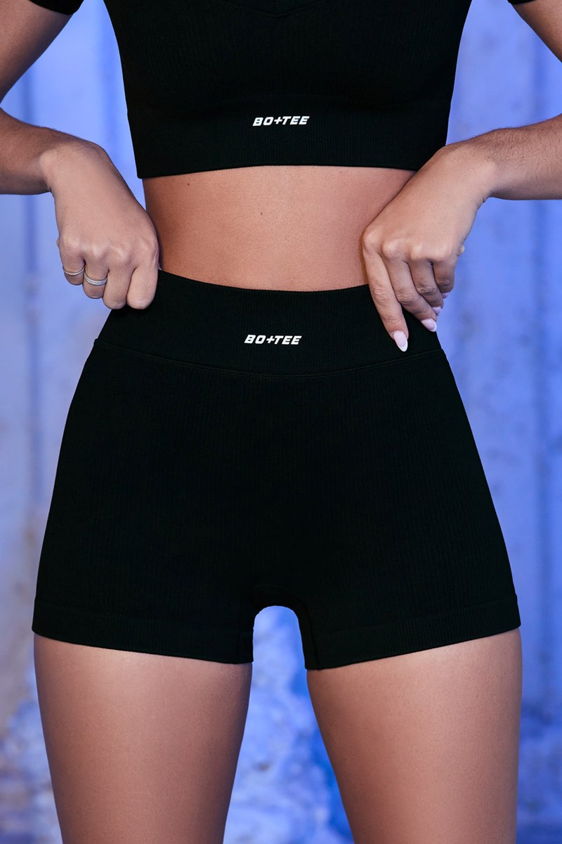 Bo+Tee Avalanche Acanalado Mini Shorts Negras | XLCO69824