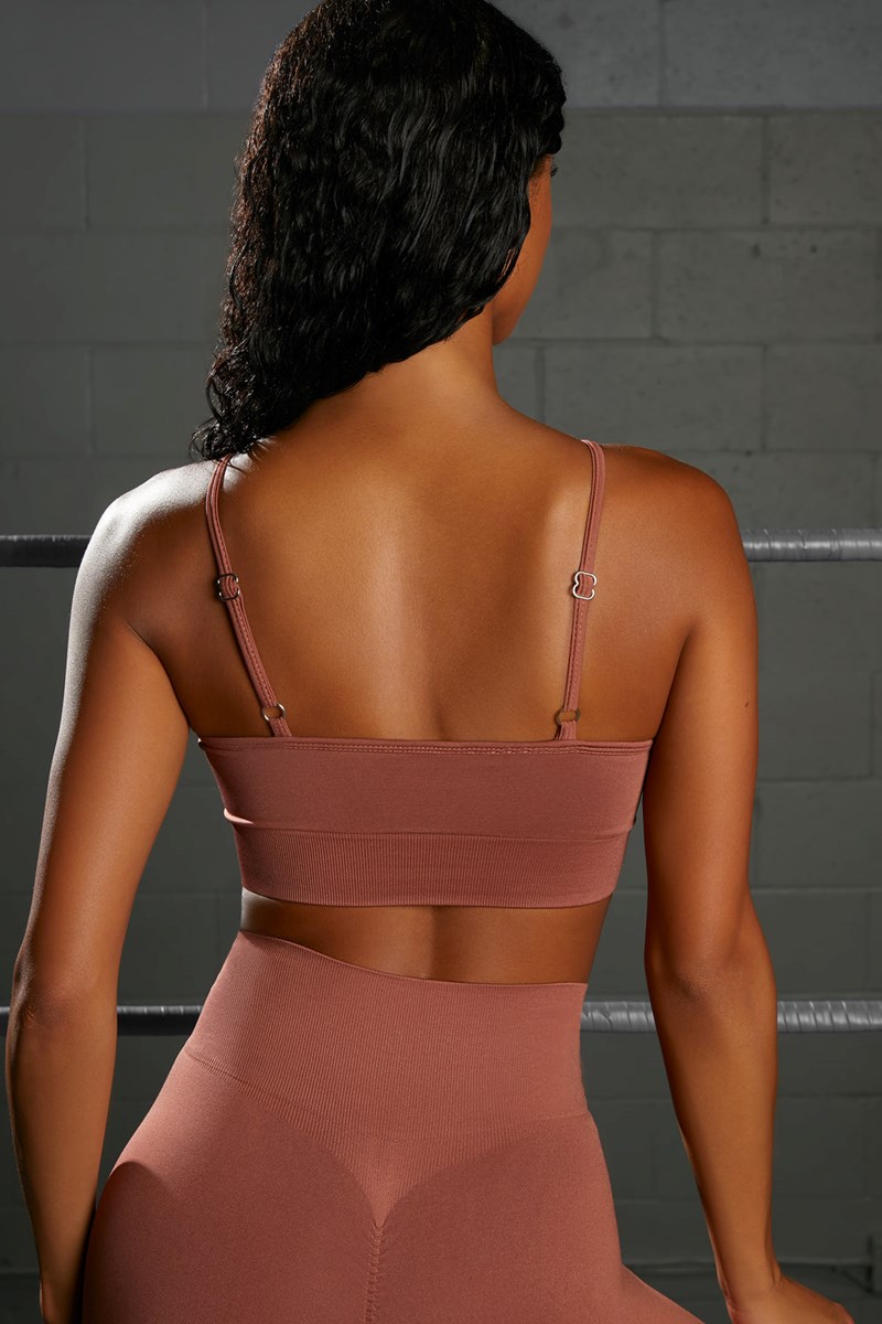 Bo+Tee Awaken Square Neck Seamless Sports Bra Rust | NYLH46210