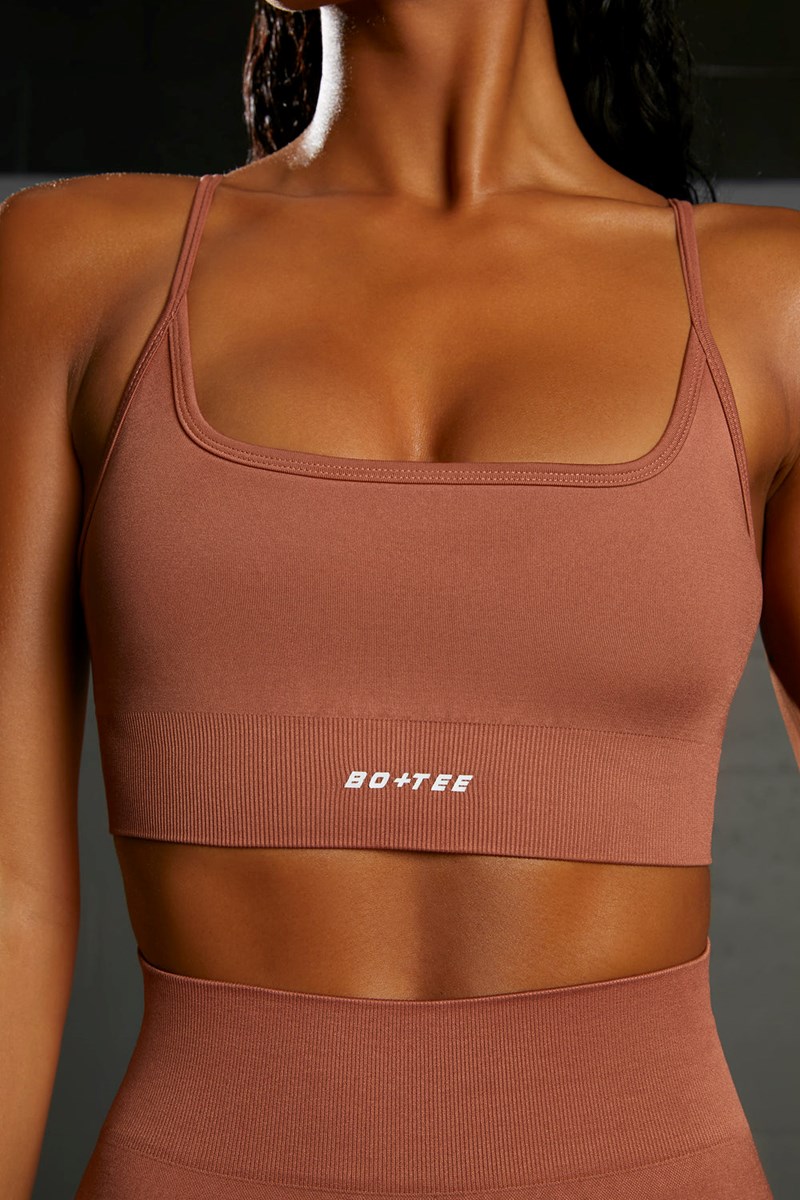 Bo+Tee Awaken Square Neck Seamless Sports Bra Rust | NYLH46210