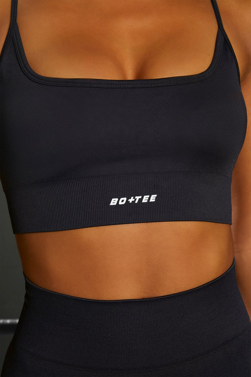 Bo+Tee Awaken Square Neck Seamless Sports Bra Negras | XCJE52907