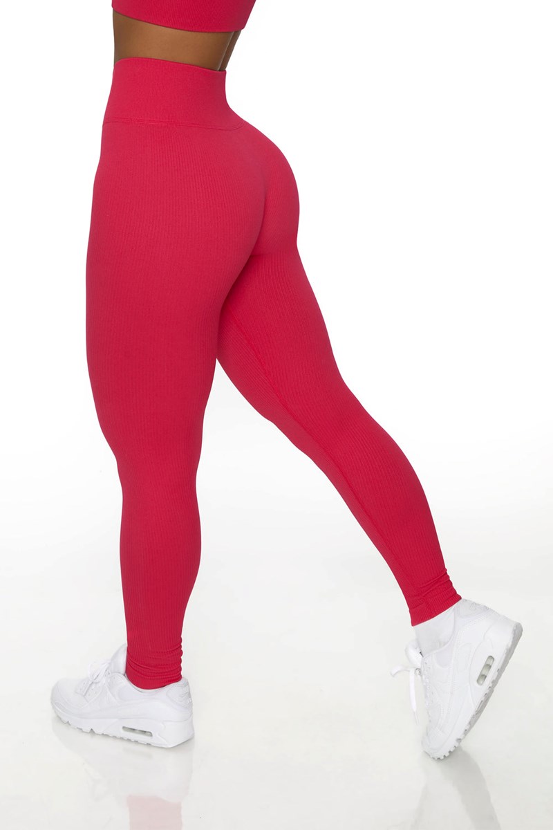 Bo+Tee Back In Gear Acanalado High Cintura Leggings Rosas | TRHV08146