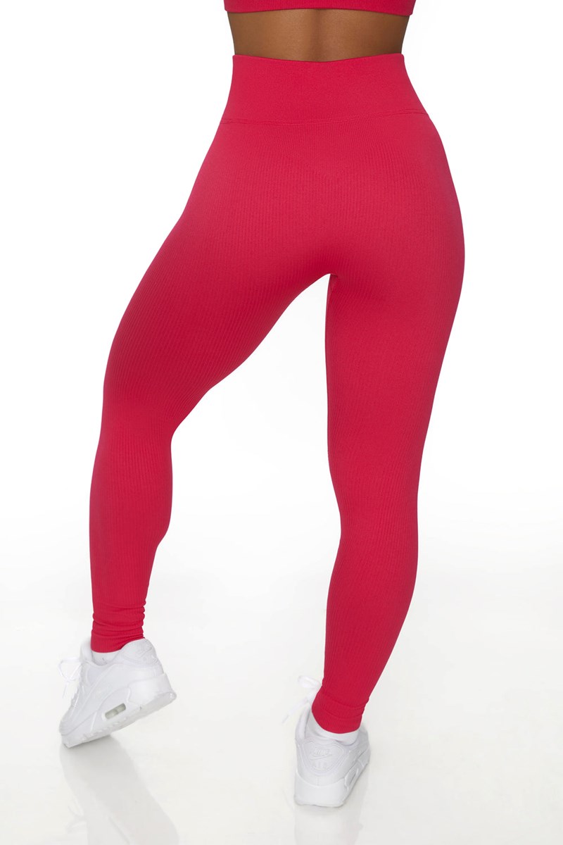 Bo+Tee Back In Gear Acanalado High Cintura Leggings Rosas | TRHV08146