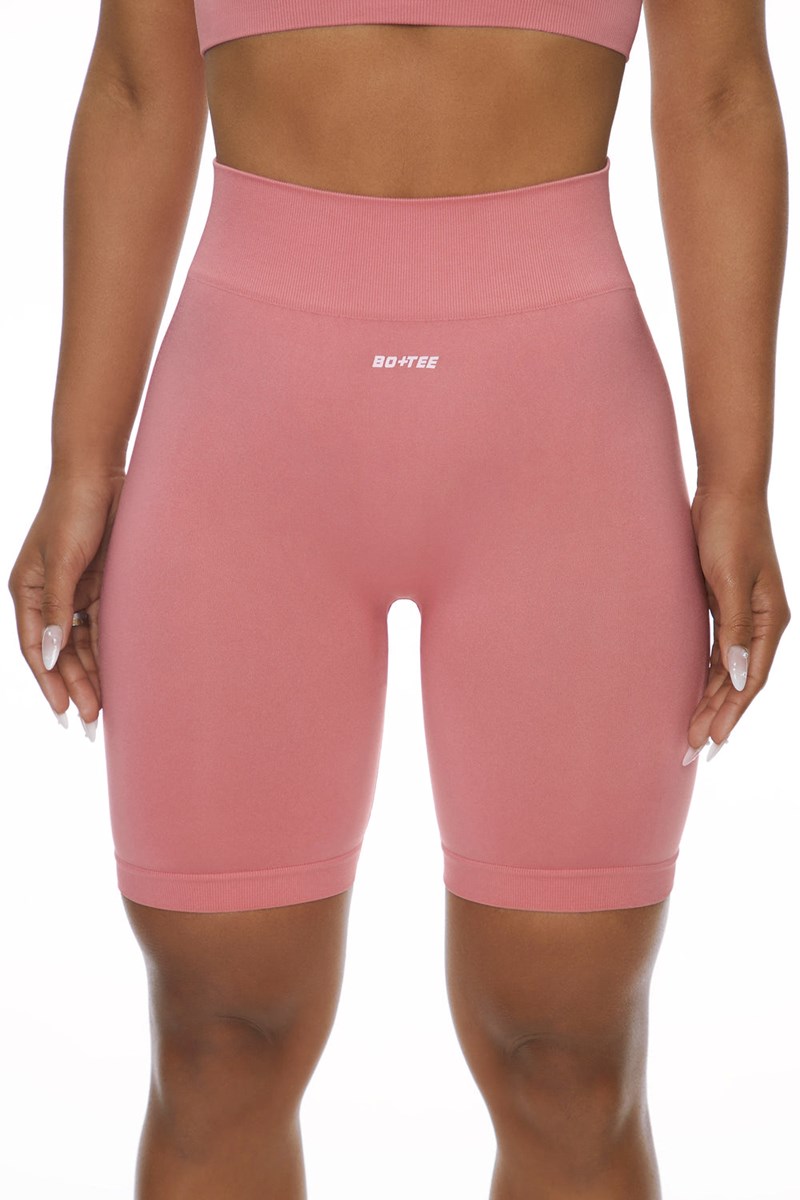 Bo+Tee Change The Game Seamless High Cintura Ciclismo Shorts Rosas | XNKO39408