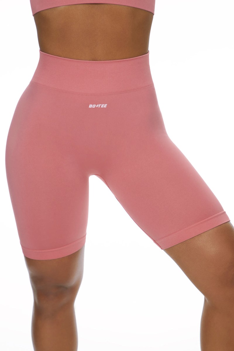 Bo+Tee Change The Game Seamless High Cintura Ciclismo Shorts Rosas | XNKO39408