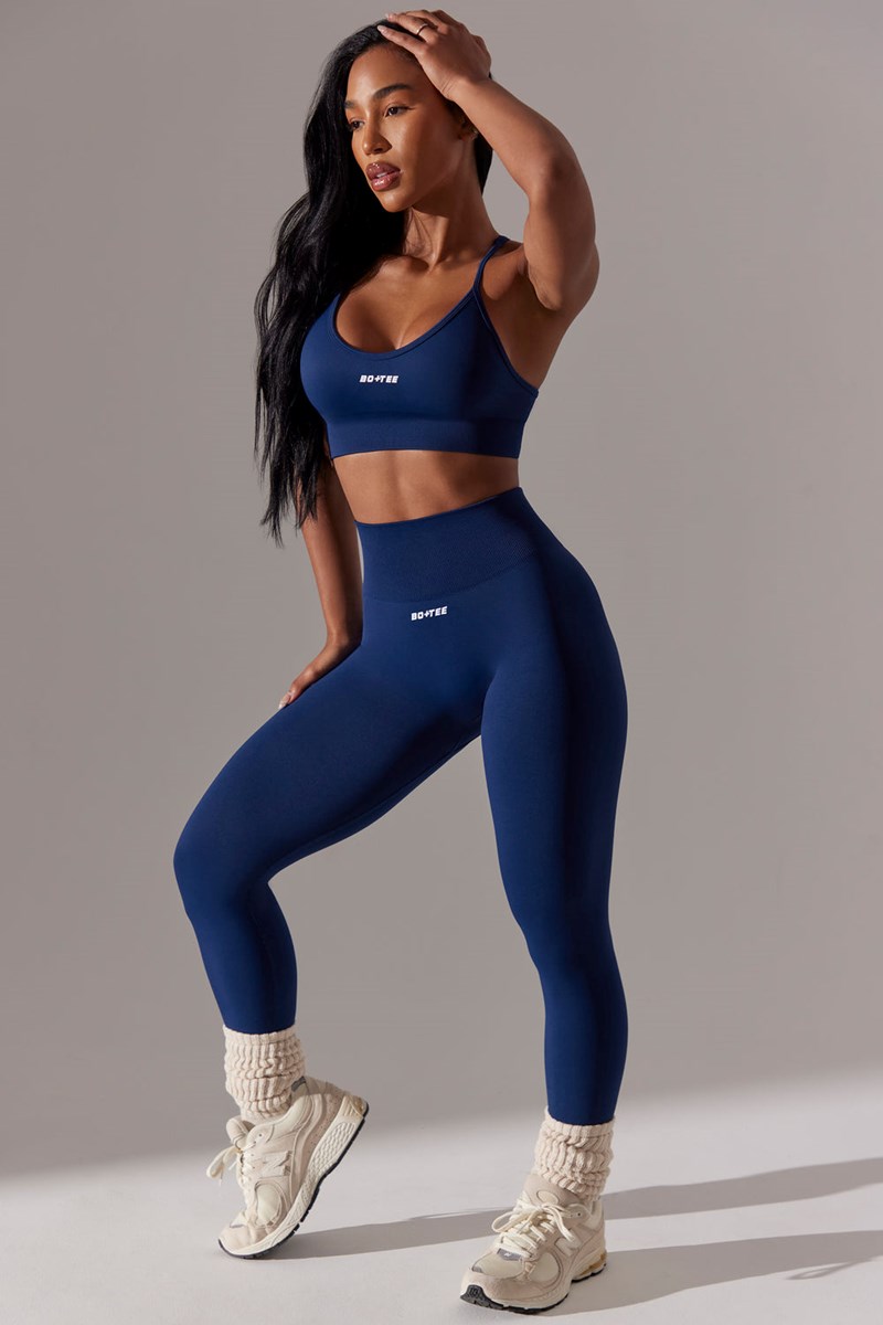 Bo+Tee Dedicated High Cintura Super Sculpt Leggings Azul Marino | JEIX05816