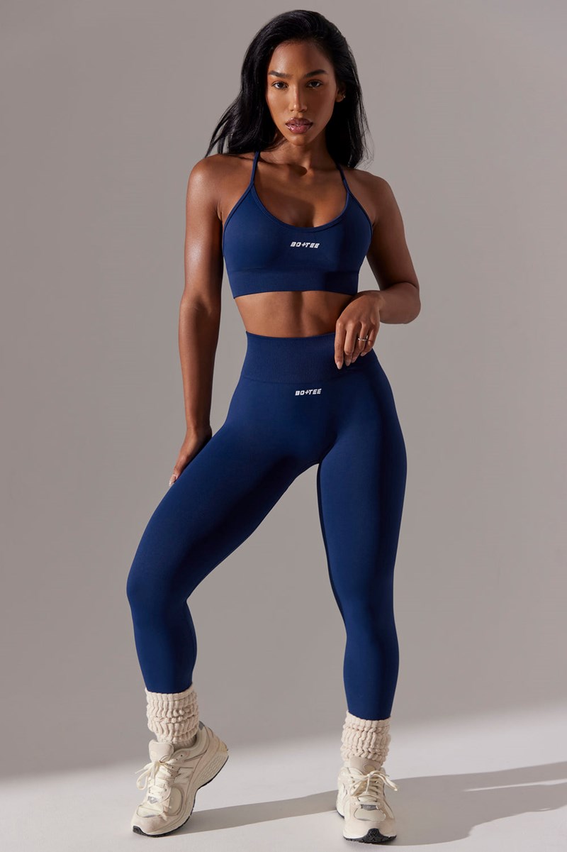 Bo+Tee Dedicated High Cintura Super Sculpt Leggings Azul Marino | JEIX05816