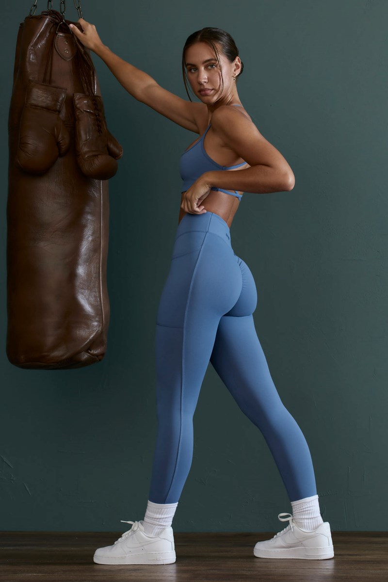 Bo+Tee Dedication High Cintura Wrap Over Leggings Azules | CIEZ27356