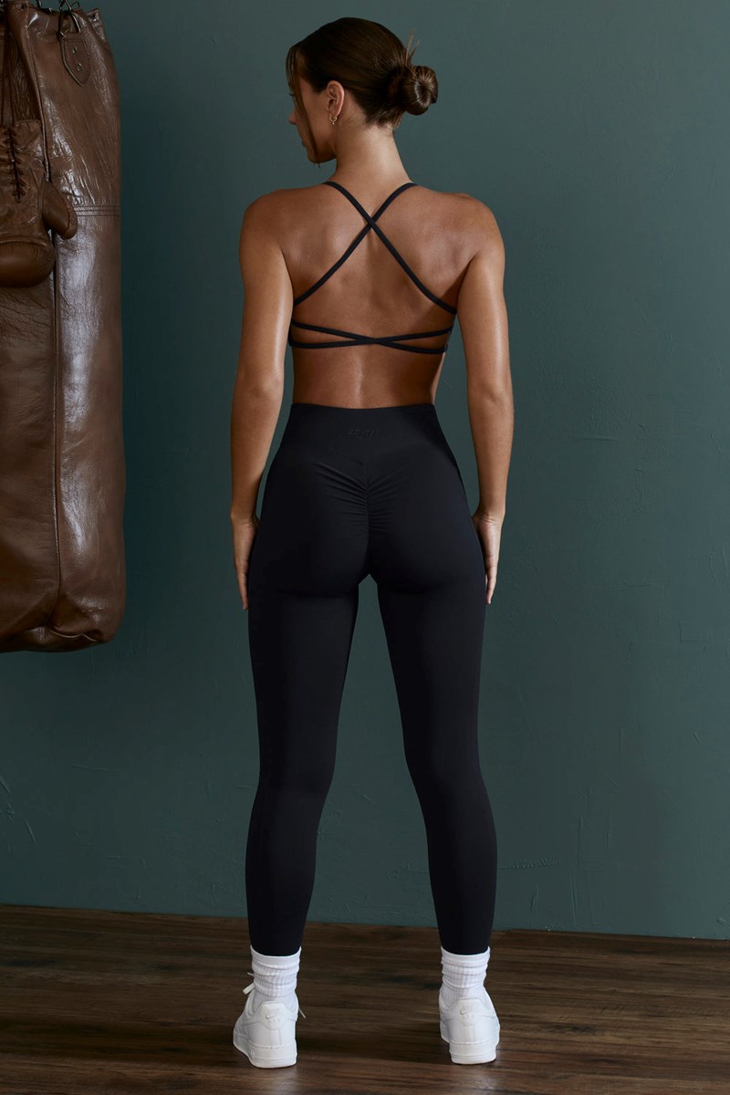 Bo+Tee Dedication High Cintura Wrap Over Leggings Negras | FSBN41735