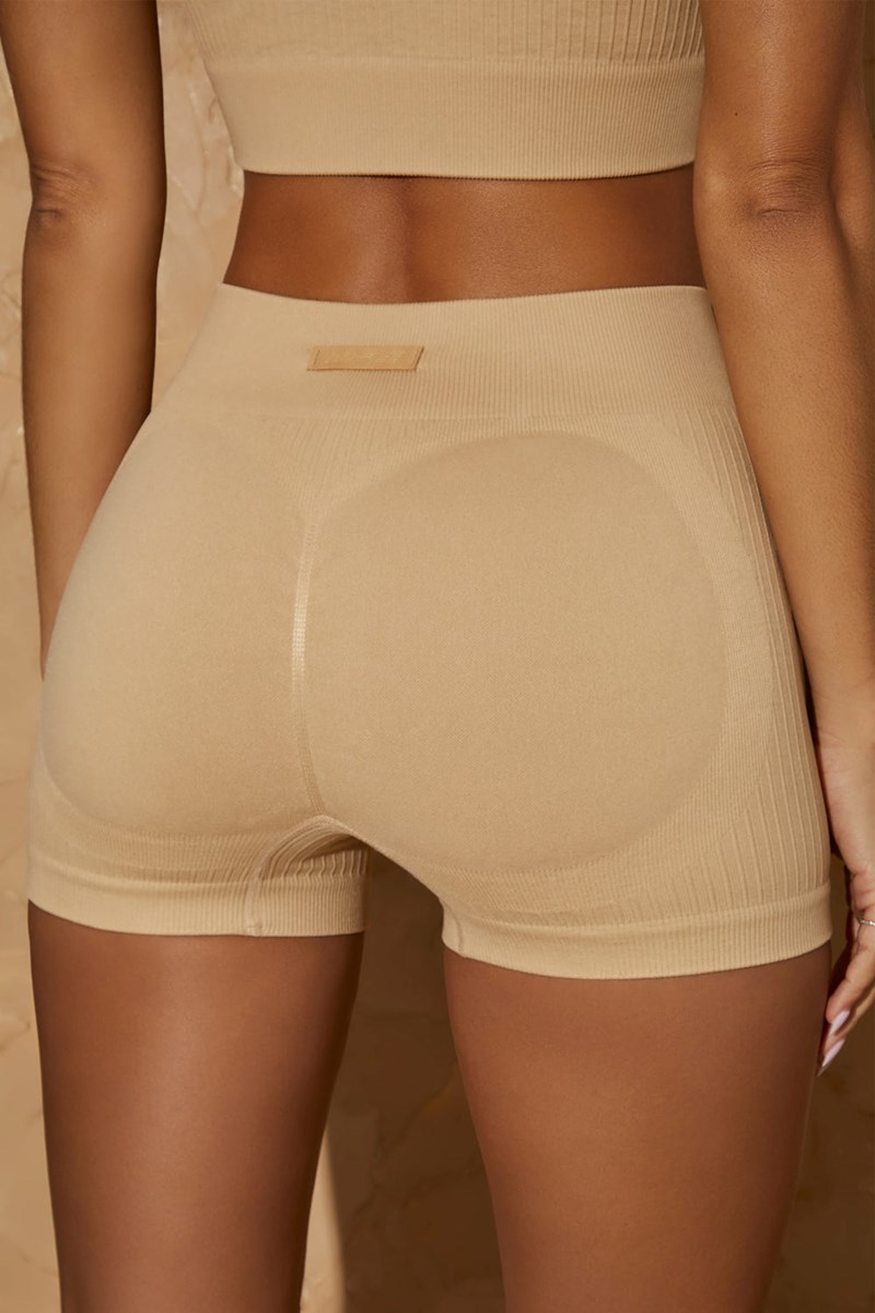 Bo+Tee Definition Seamless Mini Shorts Beige | GNPR18357