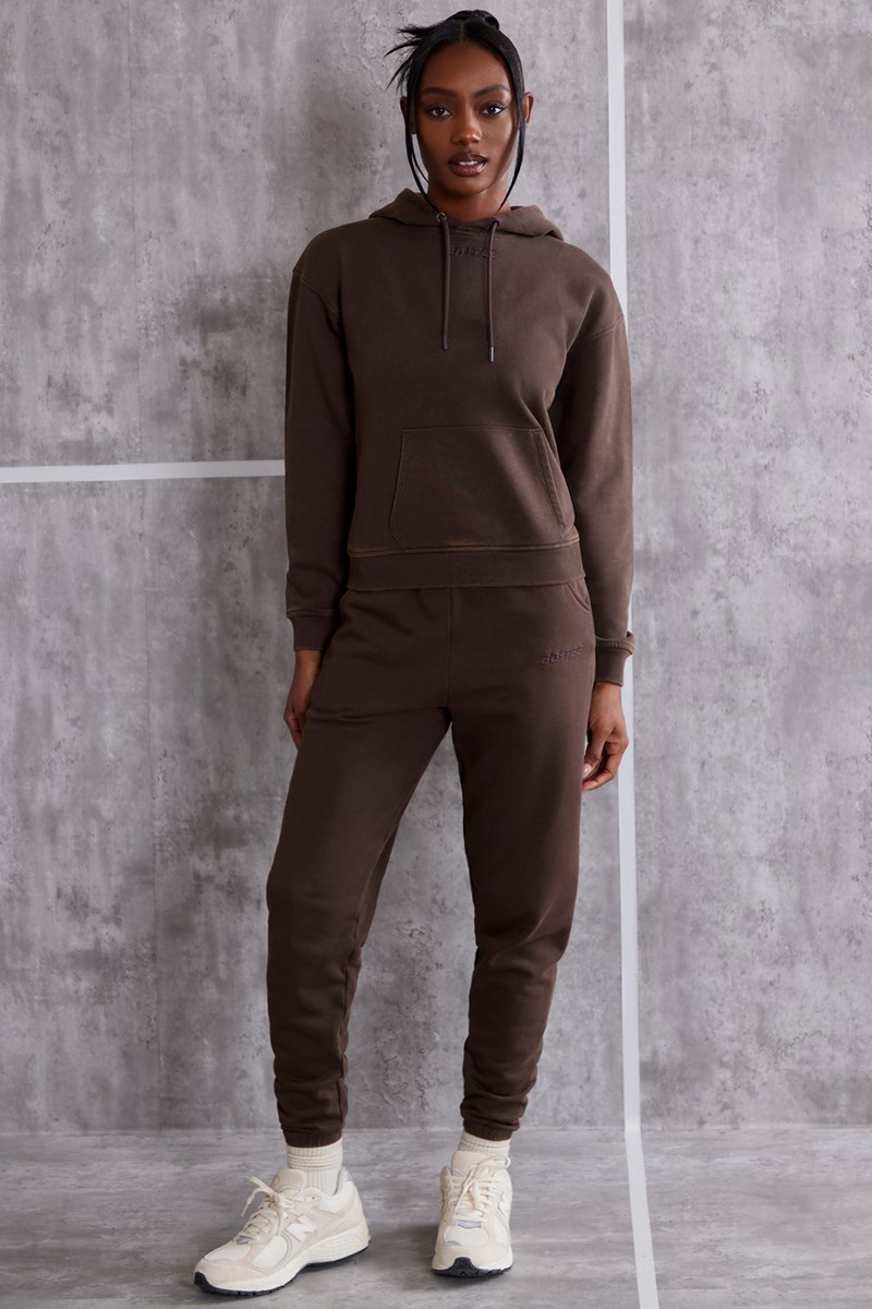 Bo+Tee Effortless High Cintura Cuffed Joggers Marrones | QAHY67859