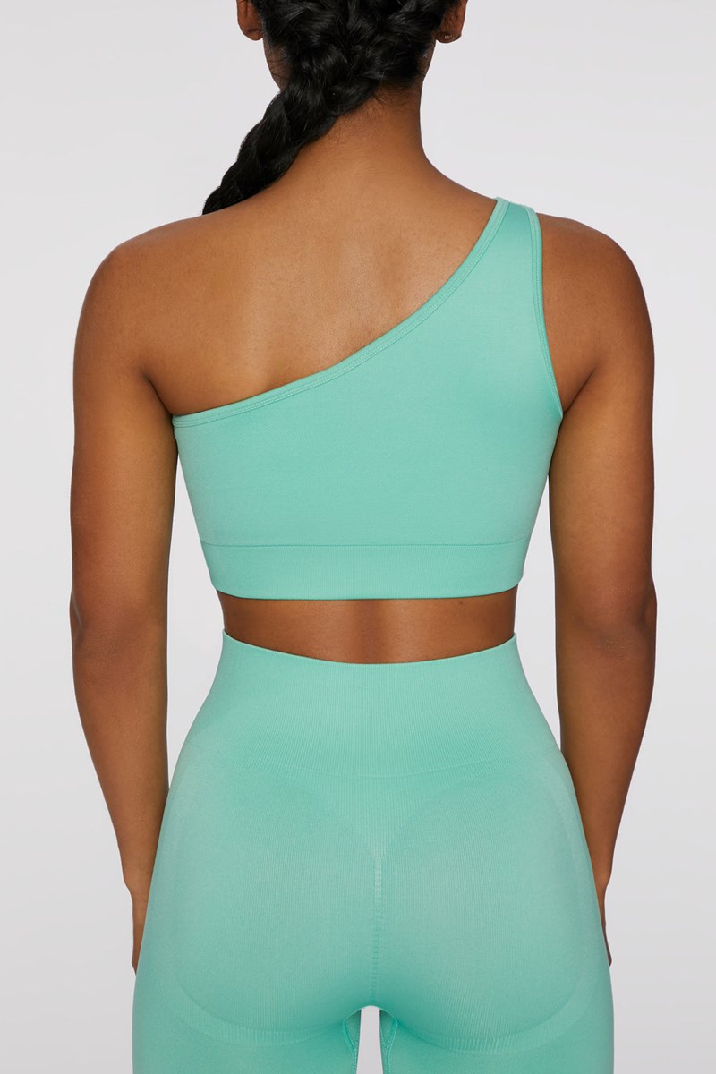 Bo+Tee Empowered Seamless Asymmetric Crop Top Turquesa | CSPU51028