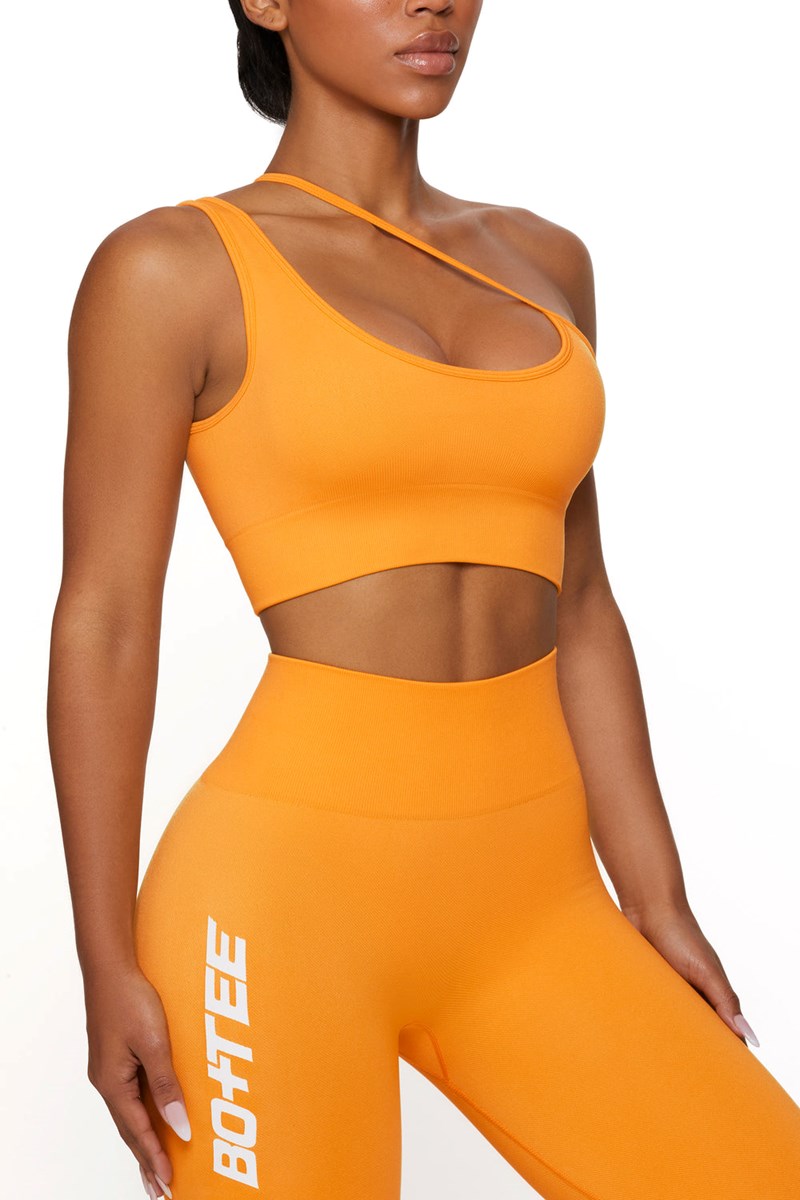 Bo+Tee Evolve Seamless Asymmetric Crop Top Naranjas | YBEW89743