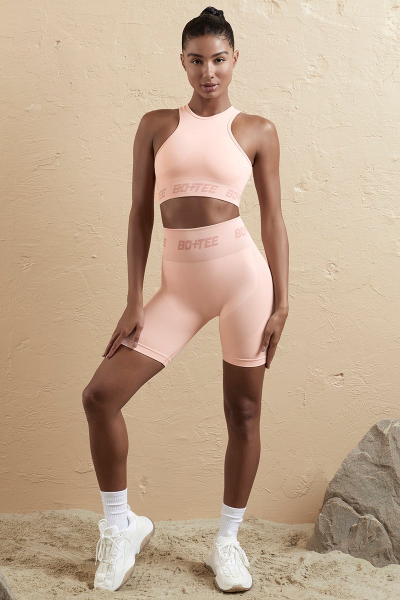 Bo+Tee Go The Distance Seamless High Cintura Ciclismo Shorts Blush | BJYX26397