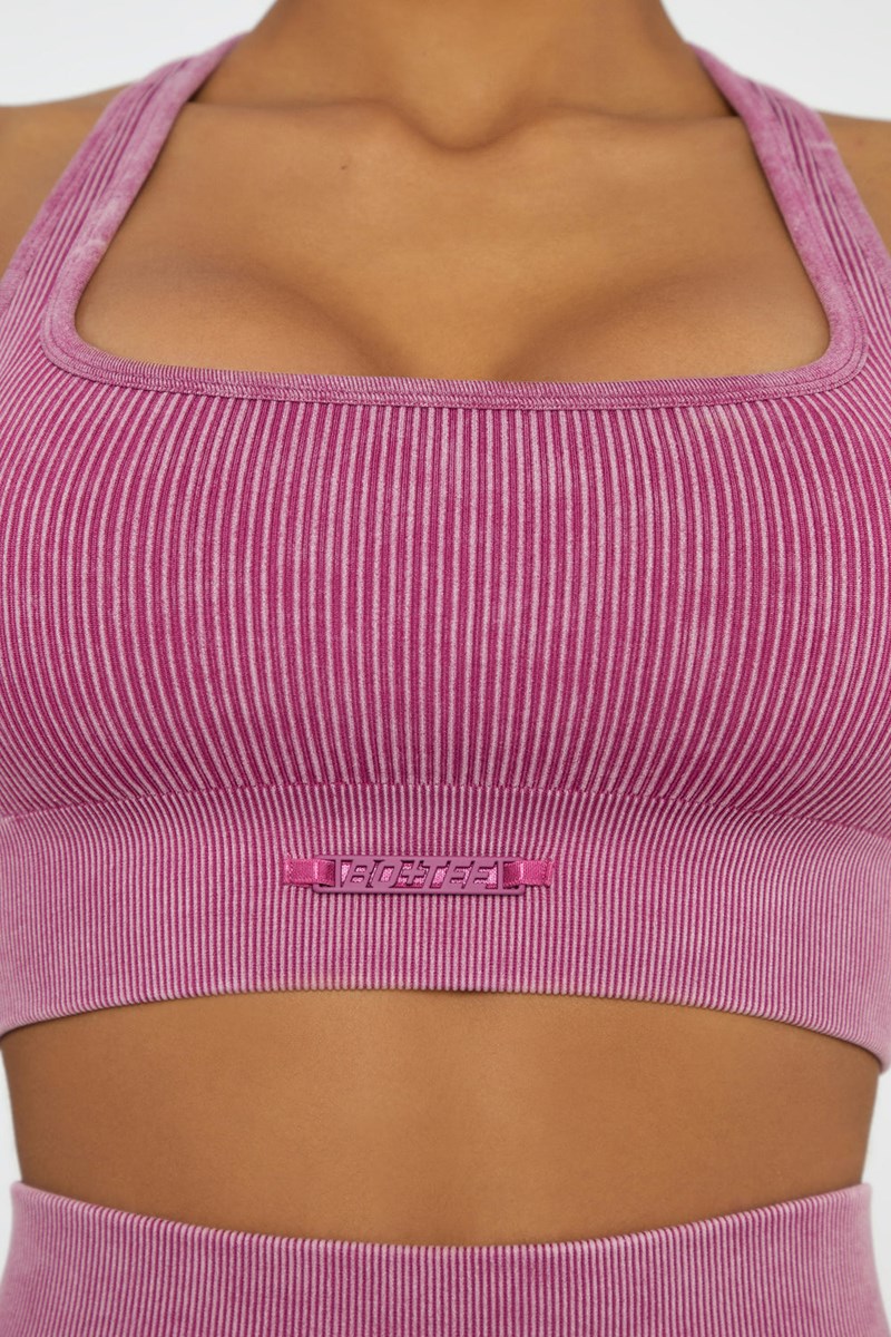 Bo+Tee Iconic Square Neck Sports Bra Rosas Oscuro | ABVG79318