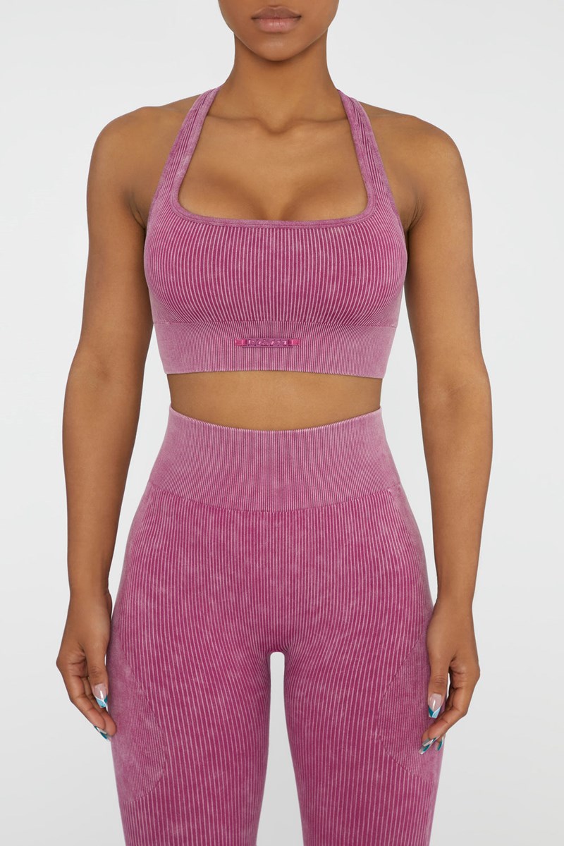 Bo+Tee Iconic Square Neck Sports Bra Rosas Oscuro | ABVG79318