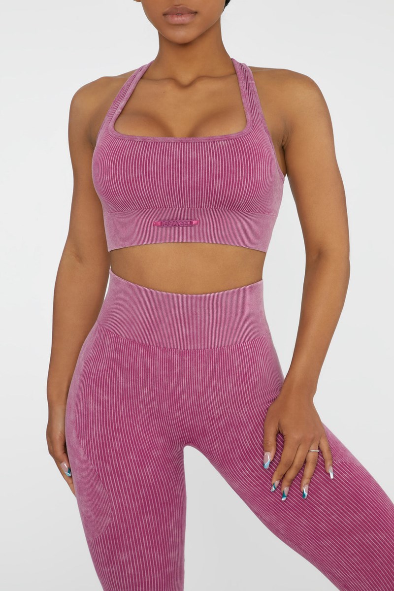 Bo+Tee Iconic Square Neck Sports Bra Rosas Oscuro | ABVG79318