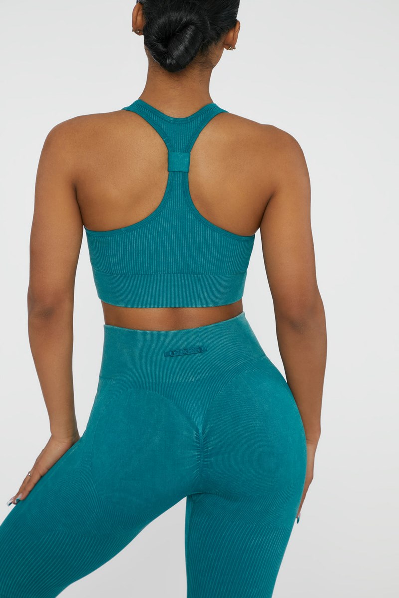 Bo+Tee Iconic Square Neck Sports Bra Teal | GETQ37892