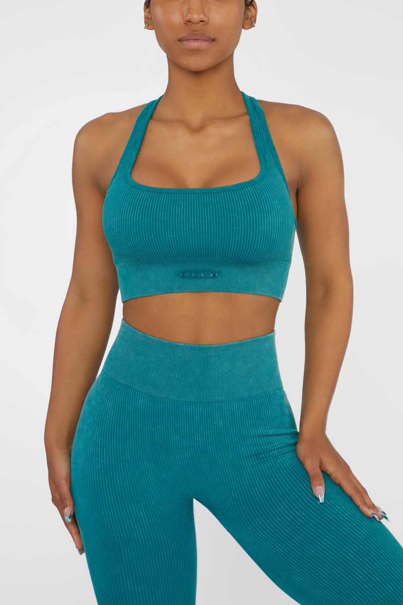 Bo+Tee Iconic Square Neck Sports Bra Teal | GETQ37892