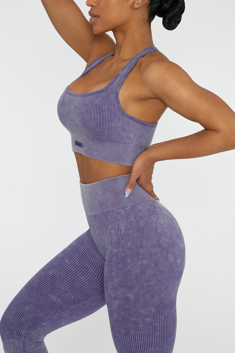 Bo+Tee Iconic Square Neck Sports Bra Violet | DYNP96523