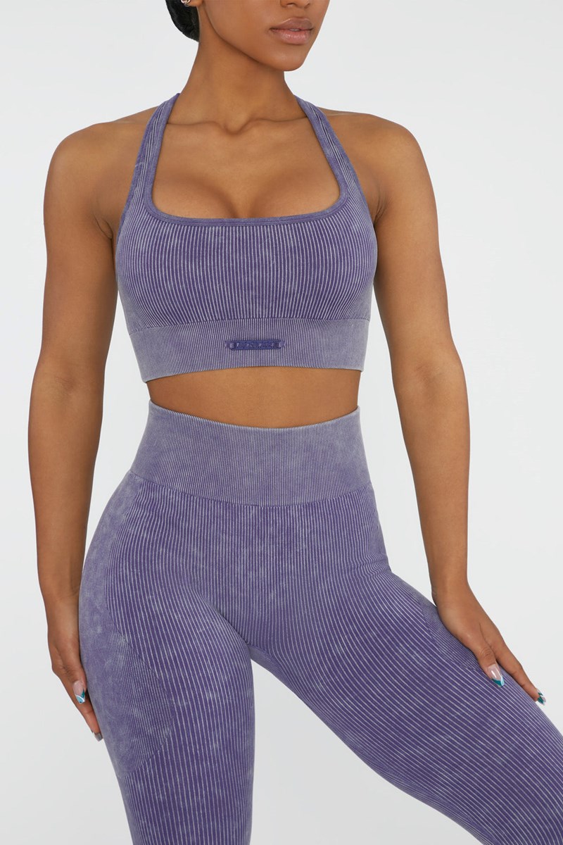 Bo+Tee Iconic Square Neck Sports Bra Violet | DYNP96523