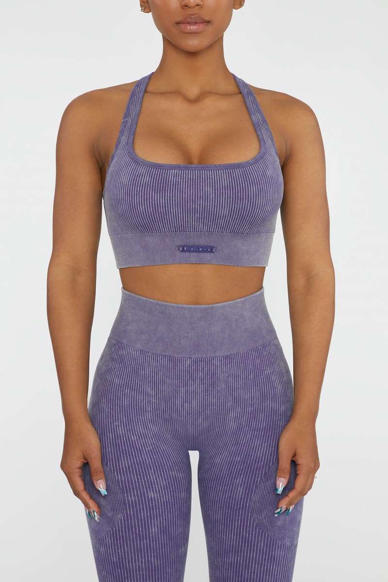 Bo+Tee Iconic Square Neck Sports Bra Violet | DYNP96523