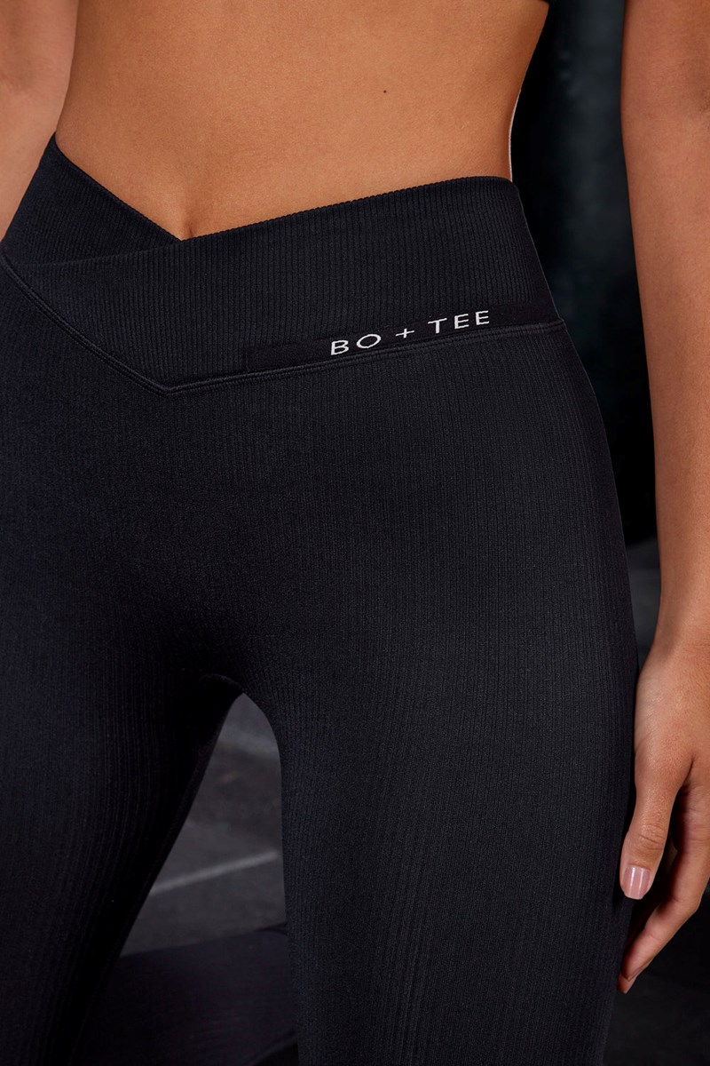 Bo+Tee In Control High Cintura Acanalado Leggings Negras | TUOM87165