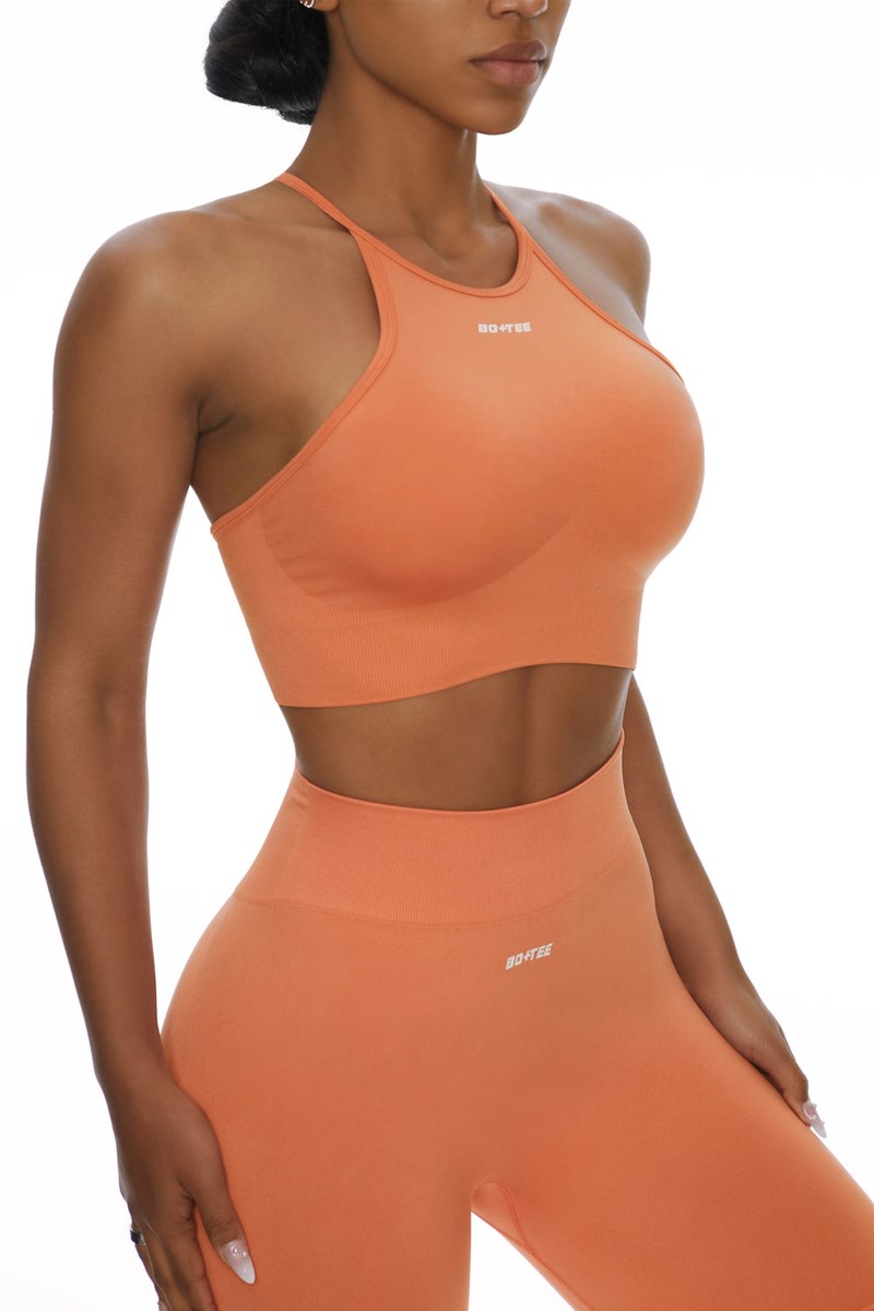 Bo+Tee Incline Racer Crop Top Peach | EUCZ32590