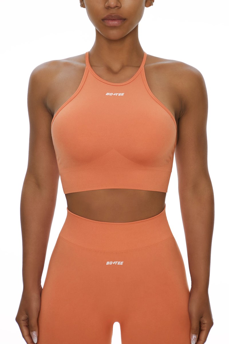 Bo+Tee Incline Racer Crop Top Peach | EUCZ32590