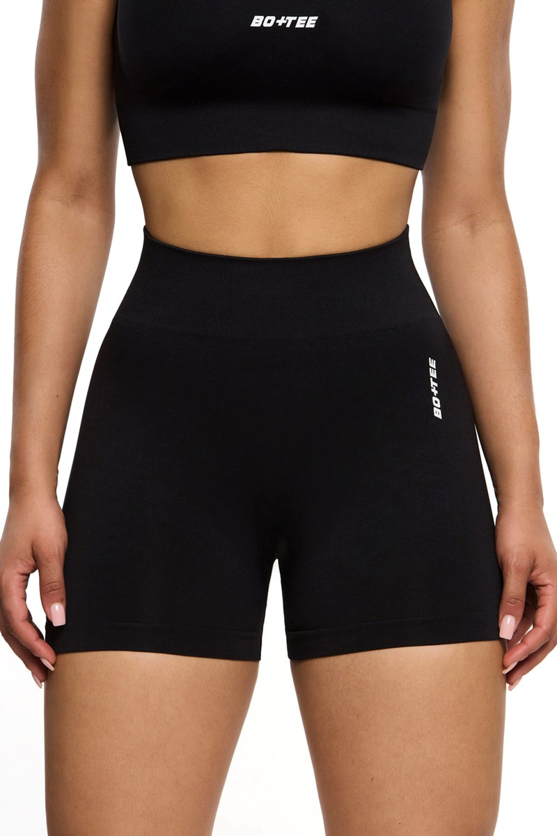 Bo+Tee Invigorate Seamless High Cintura Mini Shorts Negras | NSWG35029