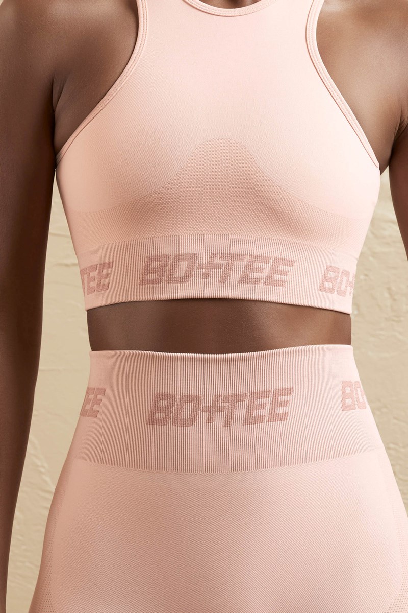 Bo+Tee Knockout Seamless Racerback Crop Top Blush | KLPR83951