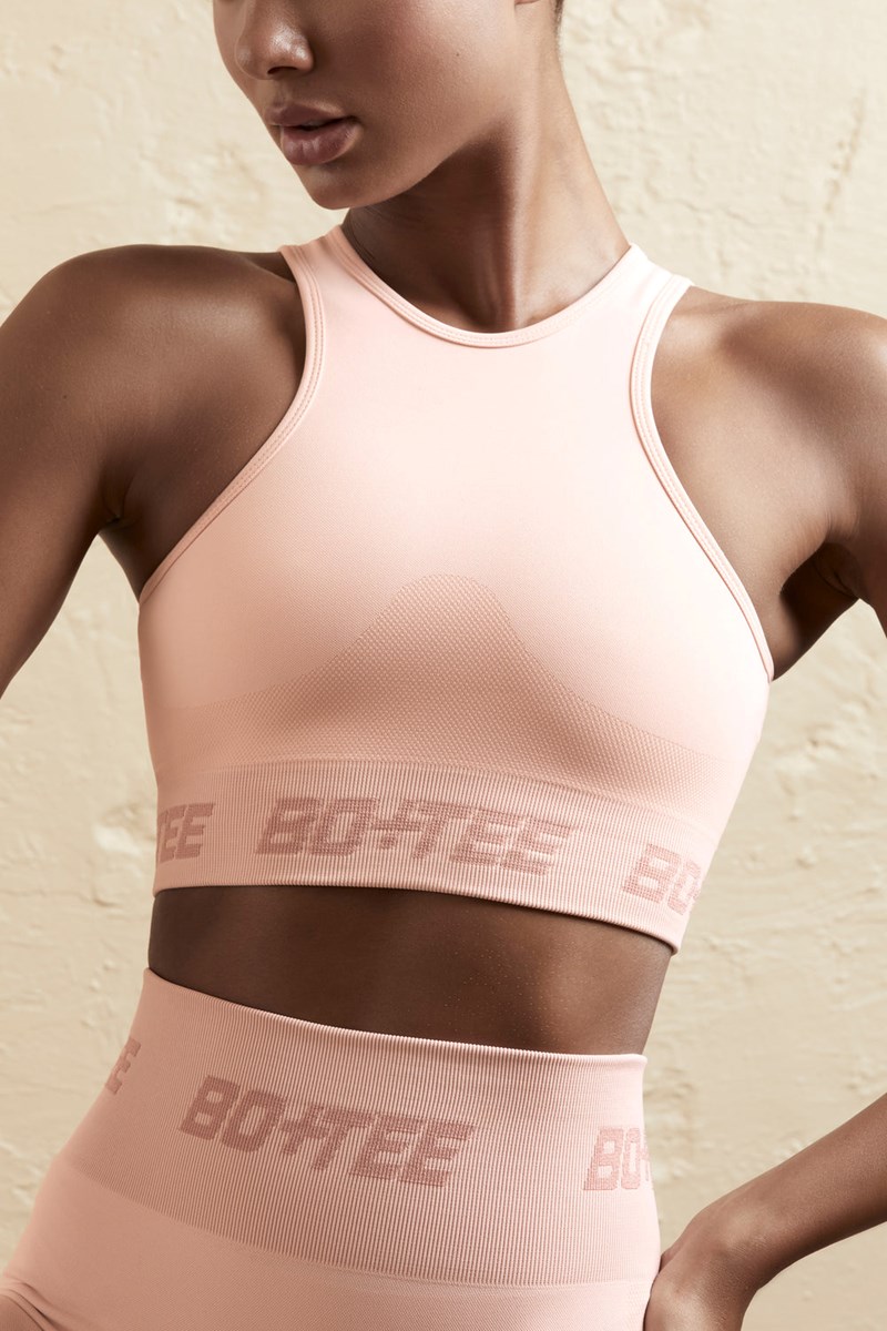 Bo+Tee Knockout Seamless Racerback Crop Top Blush | KLPR83951