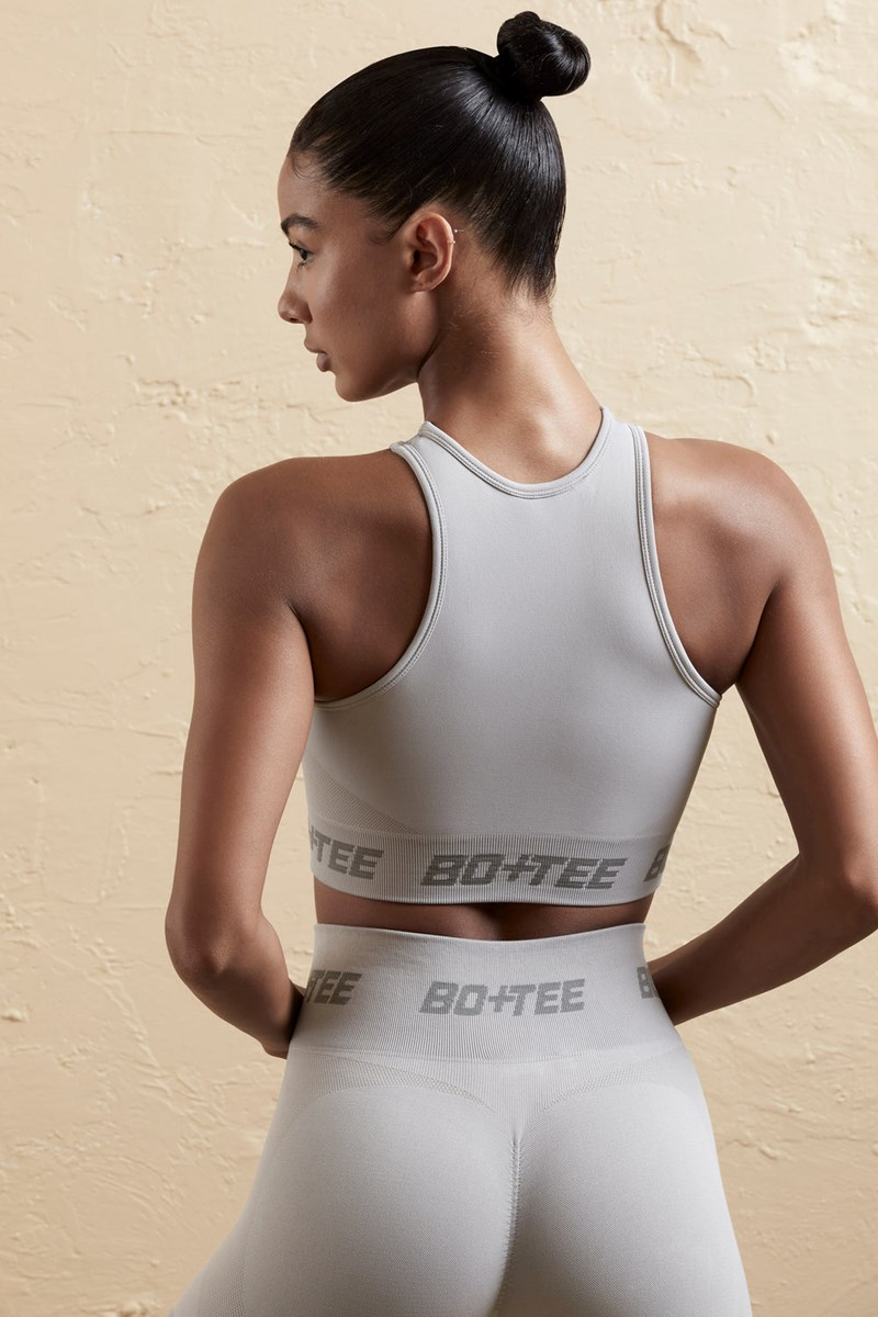 Bo+Tee Knockout Seamless Racerback Crop Top Plateadas | ORKM07618