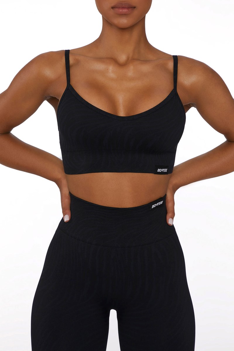 Bo+Tee Limitless Zebra Seamless Scoop Neck Sports Bra Negras | CWBT25763