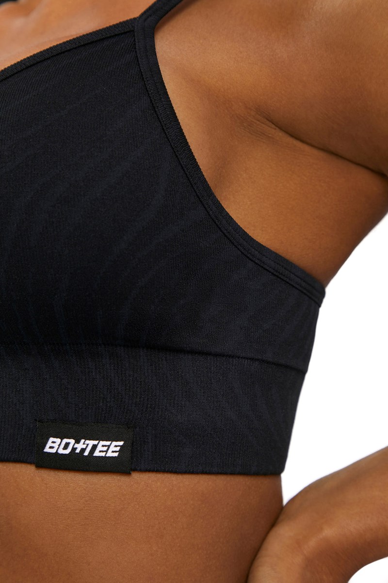 Bo+Tee Limitless Zebra Seamless Scoop Neck Sports Bra Negras | CWBT25763