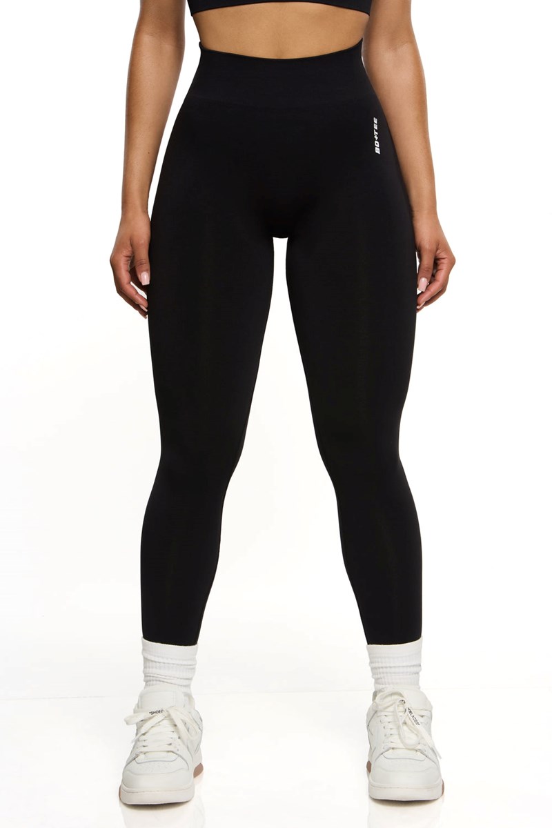 Bo+Tee Motivation Petite High Cintura Seamless Leggings Negras | AJZT41257