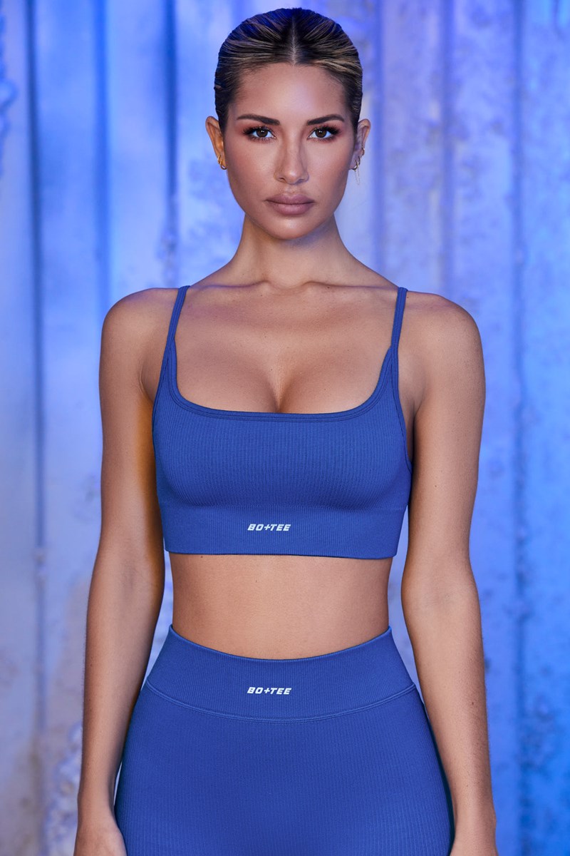 Bo+Tee Optimum Tiras Sports Bra Azules | MGLN56384