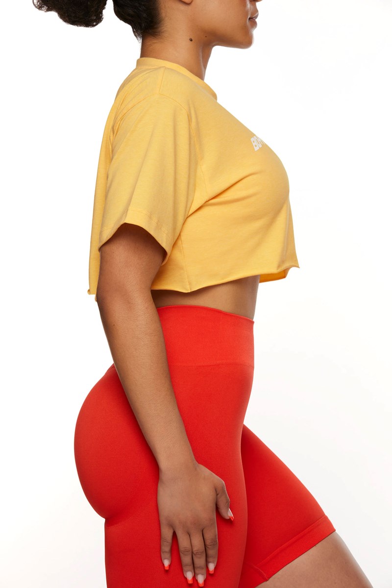 Bo+Tee Progression Raw Hem Cropped T-Shirt Amarillo | OGDM31479