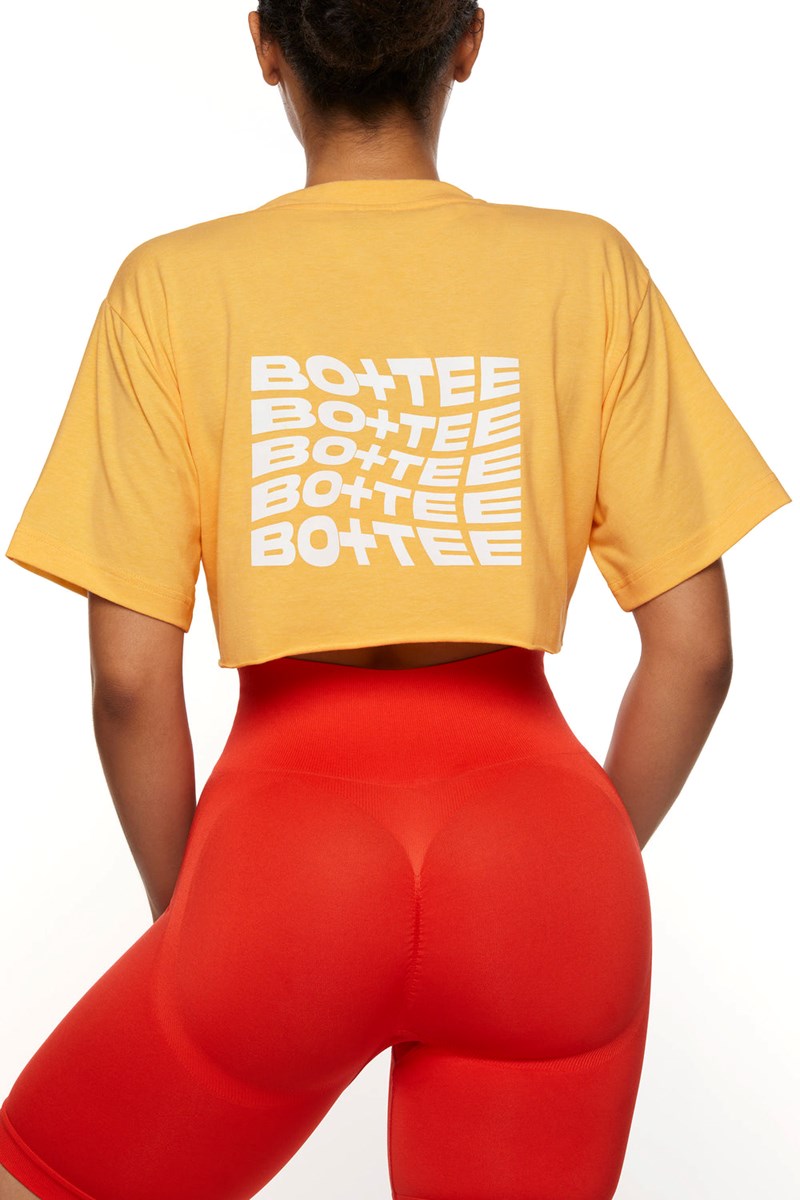 Bo+Tee Progression Raw Hem Cropped T-Shirt Amarillo | OGDM31479