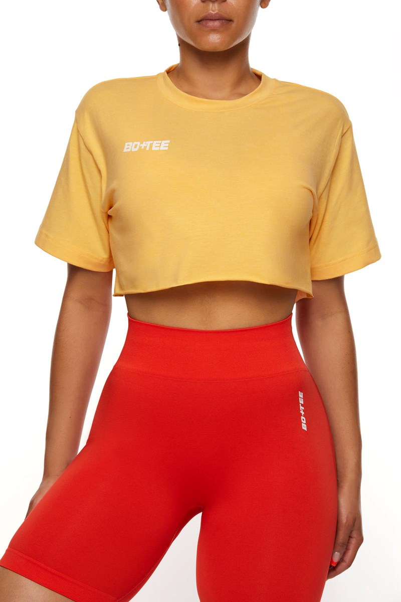 Bo+Tee Progression Raw Hem Cropped T-Shirt Amarillo | OGDM31479