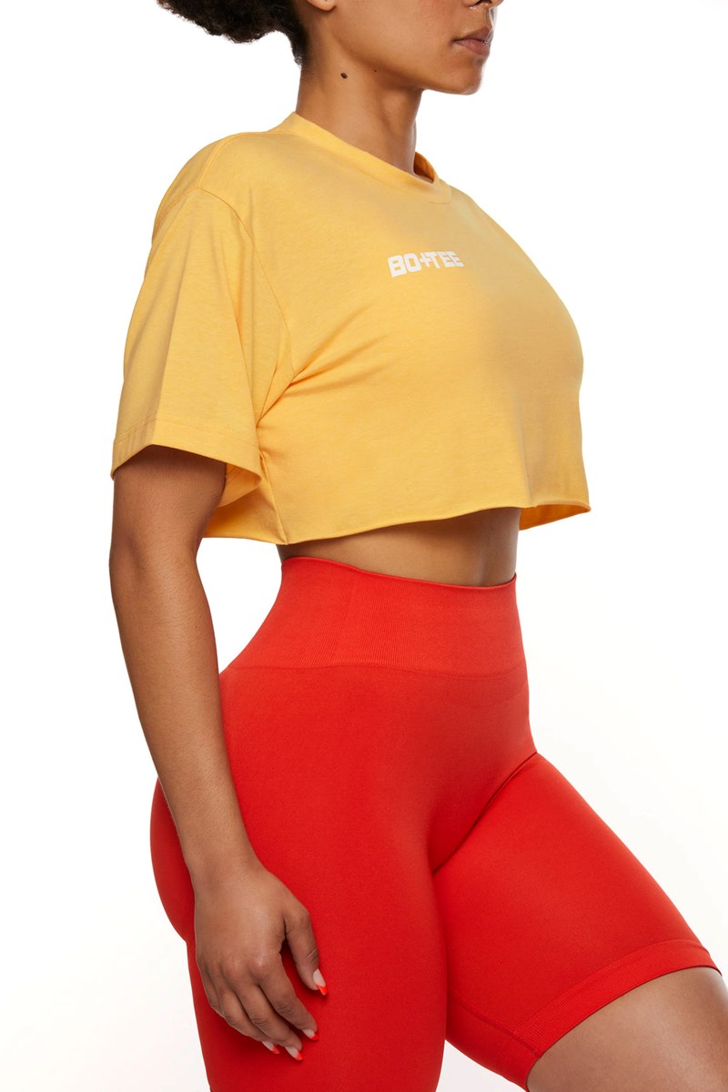 Bo+Tee Progression Raw Hem Cropped T-Shirt Amarillo | OGDM31479