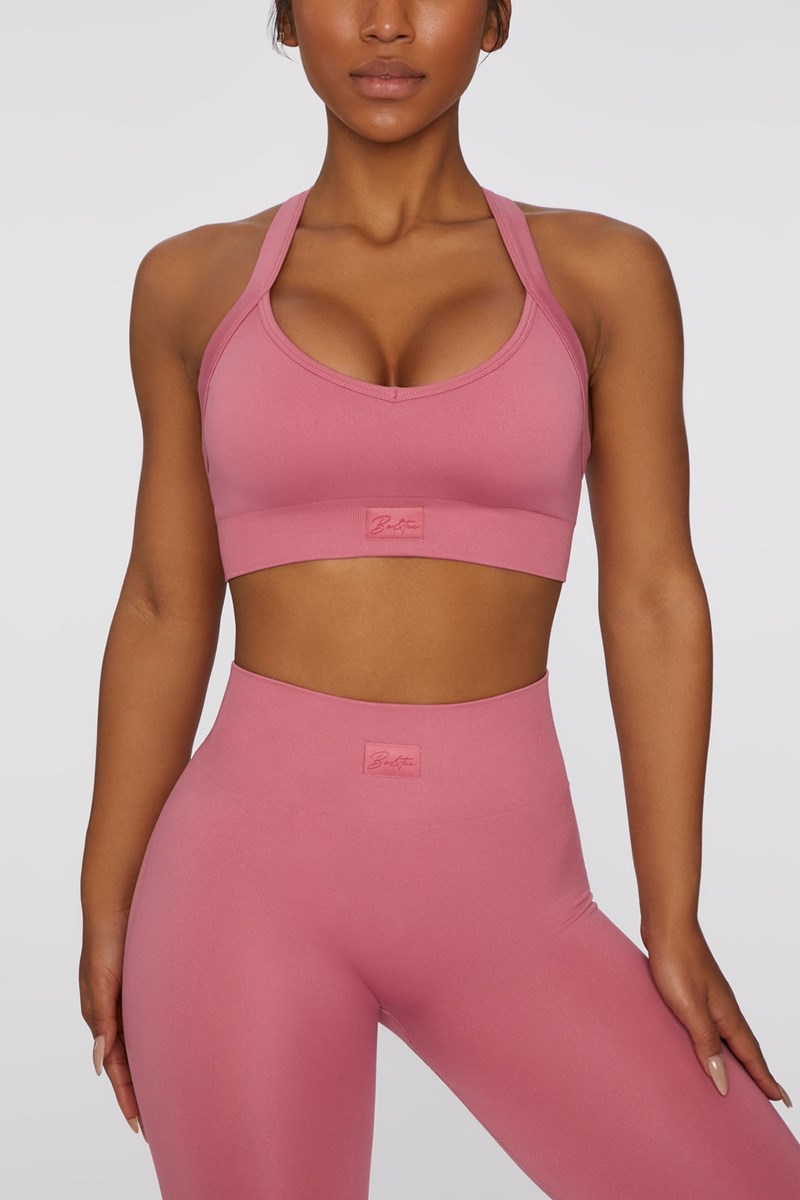 Bo+Tee Purpose Cross Back Sports Bra Rosas | GZJU87124