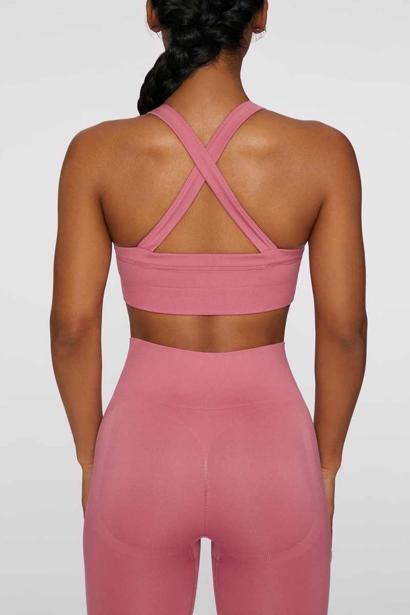 Bo+Tee Purpose Cross Back Sports Bra Rosas | GZJU87124