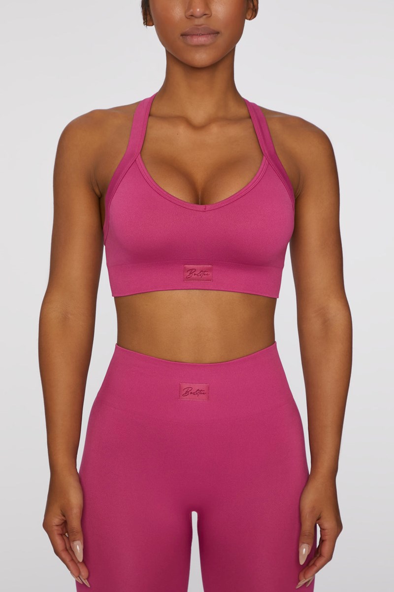 Bo+Tee Purpose Cross Back Sports Bra Rosas Oscuro | HONX10675