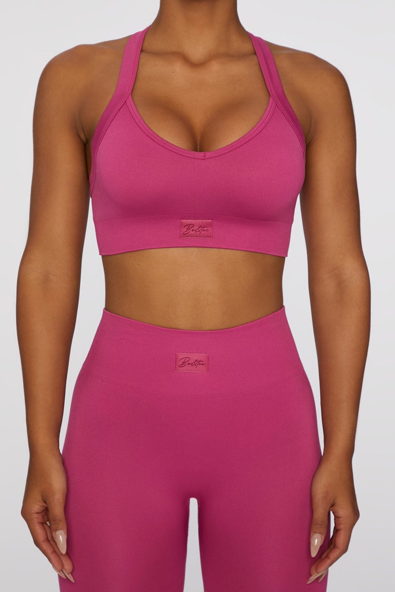 Bo+Tee Purpose Cross Back Sports Bra Rosas Oscuro | HONX10675