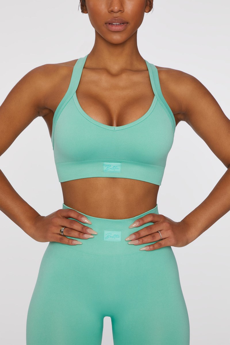 Bo+Tee Purpose Cross Back Sports Bra Turquesa | GQWE86534